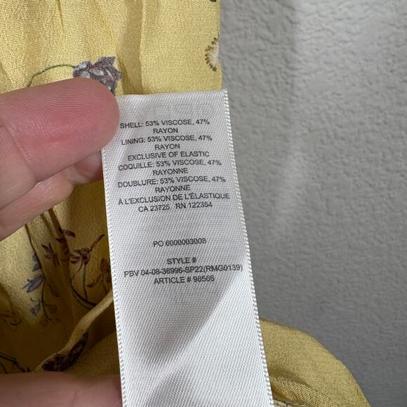 Wilfred 0 Mini Shift Dress Spring Medley Yellow Floral Tie Front Milk Maid - Picture 10 of 10